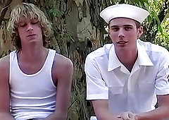 Gay sailor bends his boyfriend over for an outdoor pounding