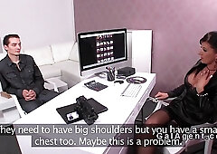 Amateur intact guy fucks busty brunette female agent