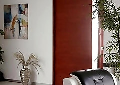 Classy brunette shemale with big tits fucked up the rear