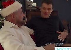 Gay stepdad shows some blowjob technique