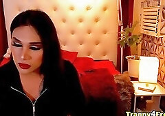 Horny Tranny Showing NiceTits and Jerking