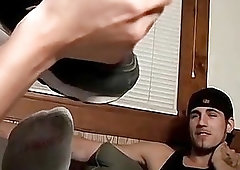 Studs strip and jerk off together after sensual foot massages