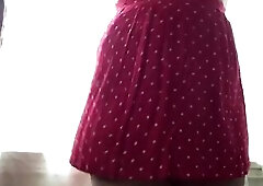 Showing off my anal opening in short petticoat