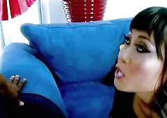 Pretty Oriental angel drilled by a ebony chap with a large weenie