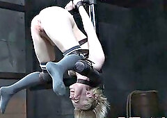 Collared sub gets spread pussy whipped