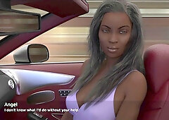 Hot brunette with big tits and a big ass in an adult visual novel