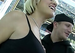 Blonde Short Hair Party Bitch seduce to crazy and risky Public Sex at Store by Stranger with Big Dic