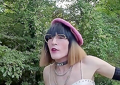 👑ExhiB🚙P U B L I C en Pute sur un Parking en Foret, à La Faisanderie 91. Collant Fantaisy, String