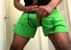 Bulge, well-endowed man, underwear covered in semen