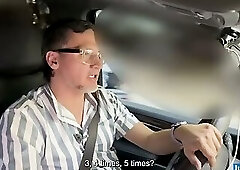Ana Black shoves a big cucumber up her pussy until she cums in the car - Juan Bustos ROAD