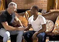 Old gay getting pummeled hard from behind by this black stud