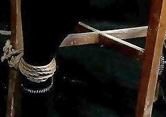 Babe is tied up and teased by her horny master