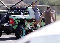 Jock gets asshole filled by bearded stud big dong