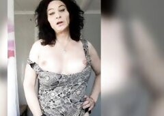 Aged TS Celine having a Pee