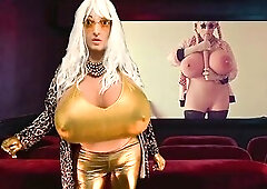 Juggsy is a large bazookas female masking sissy. Juggsy talks obscene in this clip. This babe too models her enormous 16kg silicone gel filled breasts