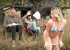 Yeastyboiz - Double Deepthroat Blowjob And Cum Kiss In Public - Ashley Alexander, Kate Dalia And Zoey Uso
