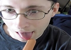 Straight guy takes two big cocks deep