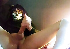 Raven LeTrap strokes her cock and cums