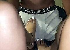 Rubbing His Ramrod With My Feet (foot fetish) white toes