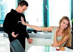 Astonishing angel with small tits Ivi Rein jumps on a massive penis