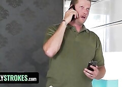 Charming redhead honey rides grandpa's schlong like a floozy just to get her phone back