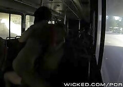 Hot babe gets fucked on the public bus