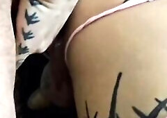 TATTOOED TRANSGIRL DRILLED BY 2 MALES