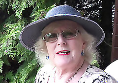 Aunt Judy's - 66yo Hairy Mature GILF Mrs. Claire Sucks Your Shaft in the Garden (POV)