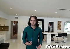 Latino real estate agent Dante facialized by customer in POV