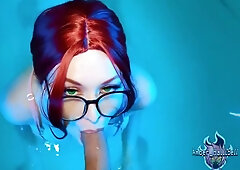 Redhead Cleans Pool Cleaners Dick - Amber Hallibell