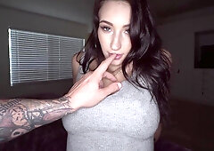 Alessia Luna blows and rides tattooed dude in POV
