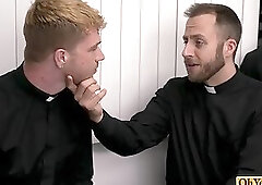 Mature priests suck and fuck each others gay assholes