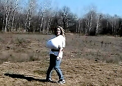 Public amateur blonde with huge boobs paid for toilet sex