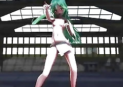 3D shemale dancing around shaking her big boobs and cock