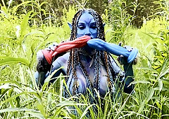 Horny pornstar uses massive dildo to squirt in solo action