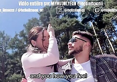 Little French angel sucks a large dong and takes 2 cumshots, one in her throat and the other on her bi