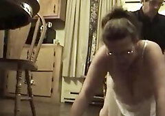 An aged mother with large bells screws the rent debt away.