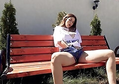 Hawt golden-haired outside enjoyment