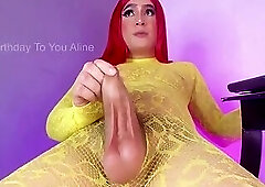 Colombian Shemale Fat White Cock in Slow Motion