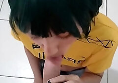 Esta cosplayer chupou meu pau e bebeu meu esperma em um