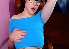 Genius Brunette Flashes And Fingers In Front Of Cam