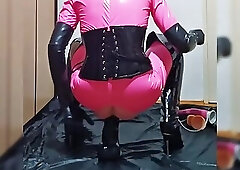 Sissy whore trains her holes 4