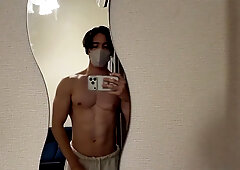 Light-skinned Muscular Man Masturbating