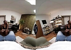 Swap Ebony Bitch goddess From Africa Titjob & Riding Large Dick When Called to Study - 360 Sexy VR Porn