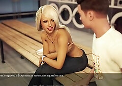 Hot blonde with small boobs indulges in porn games featuring public nudity and 3D visuals