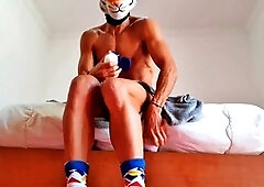 HotSportFitBoy's intense Fleshlight session ends with a powerful release