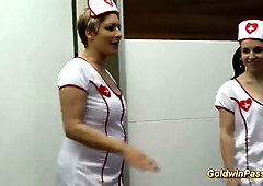 Nurse roleplay sparks a German party gangbang