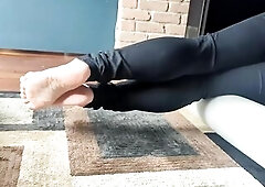 Yoga leggings, booties, feet and soles