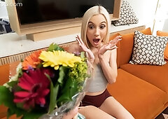 Blonde with small tits Jazmin Luv riding that big penis