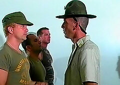 Army threesome with dudes that have large boners